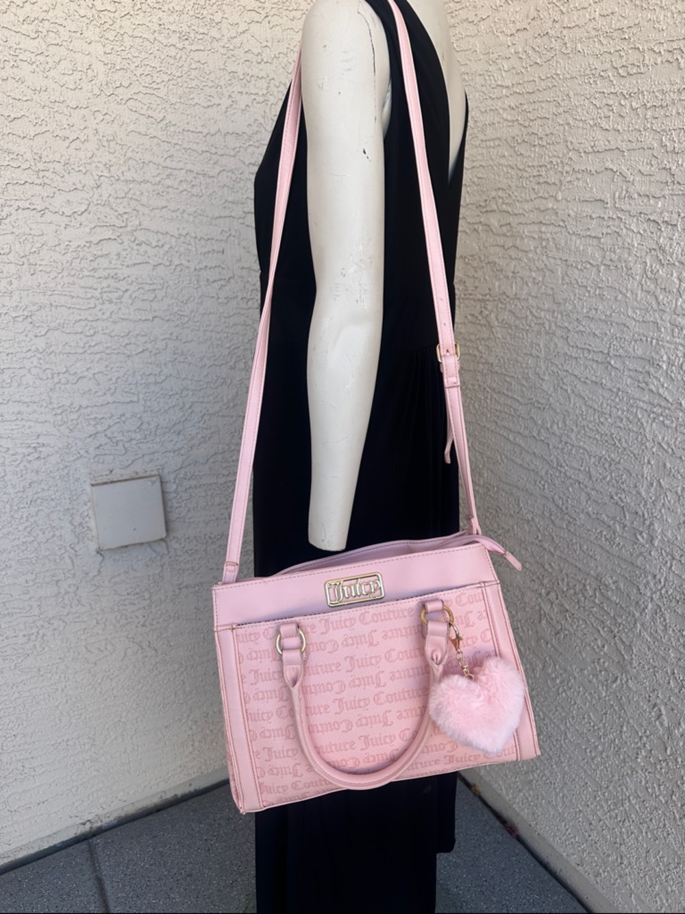 Juicy Couture Light Pink Logo Satchel with Heart Charm